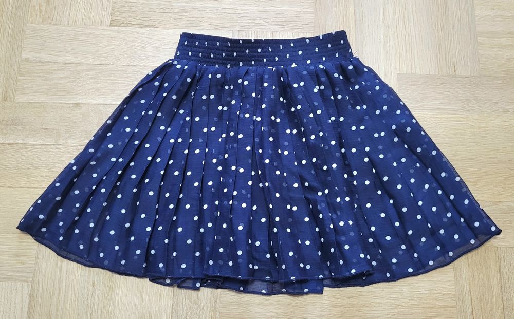 WOW 128 XXS krótka spódniczka mini granatowa w groszki plisowana spodnica