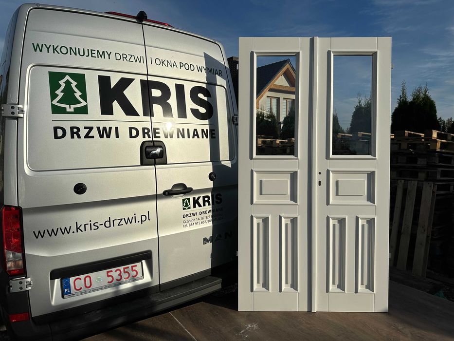 Drzwi drewniane dwuskrzydłowe NA KAŻDY WYMIAR CAŁA POLSKA I UE