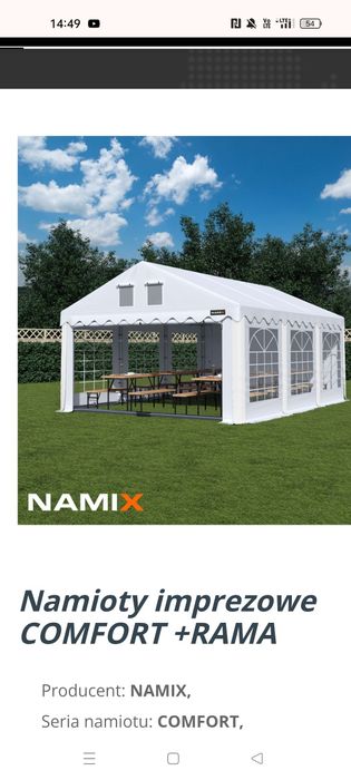 Namiot imprezowy plenerowy  hala magazyn 5x10