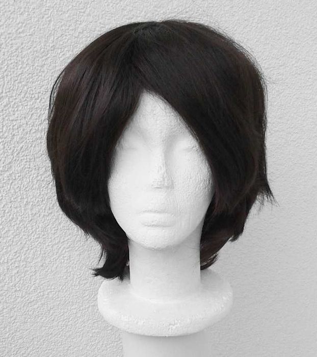 Krótka brązowa peruka z grzywką męska męski cosplay wig brązowy