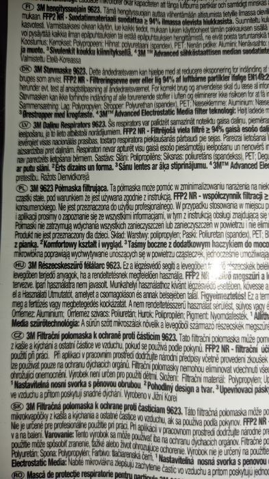 Maska 3M 9623 FFP2 półmaska filtrują 10 szt z regulowaną blaszka nos