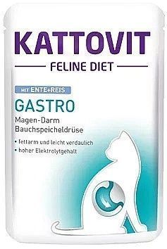 Lekkostrawna karma dla kota z chorą trzustką Kattovit KACZKA i RYŻ 85g