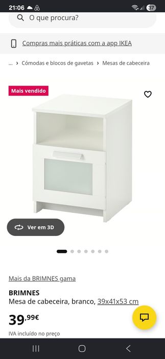 Mesa de cabeceira Brimnes IKEA branca