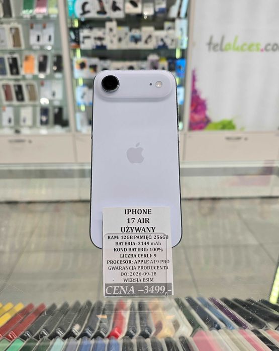 Iphone 17 Air 256GB Bat 100% GWARANCJA Telakces Felicity *Raty 0%