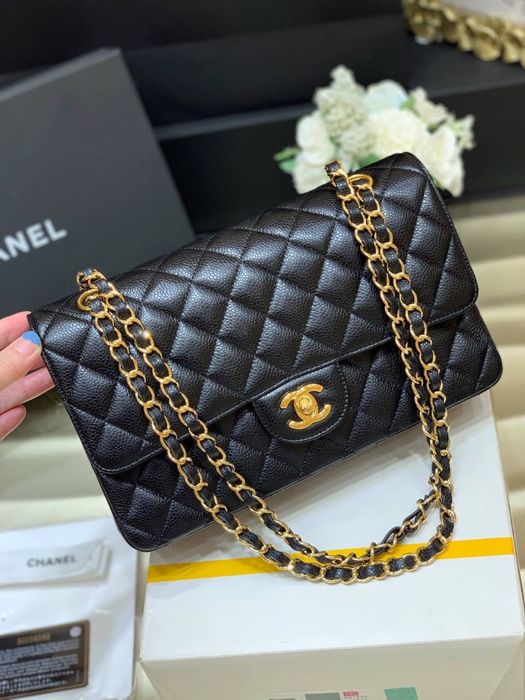 Сумка Chanel classic flap bag 25 см повний комплект бутика шкіра икра