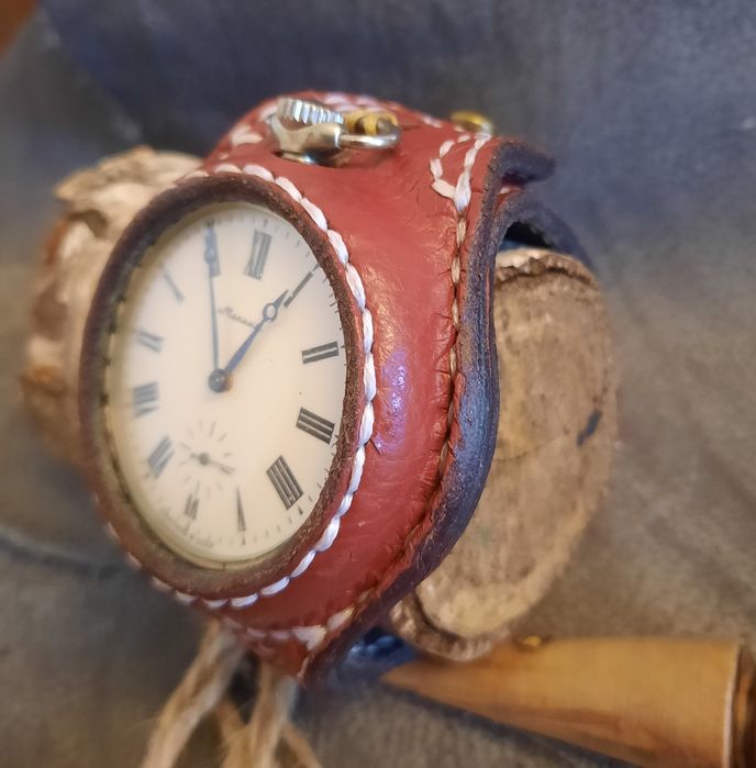 Pasek skórzany do zegarka kieszonkowego rękodzieło