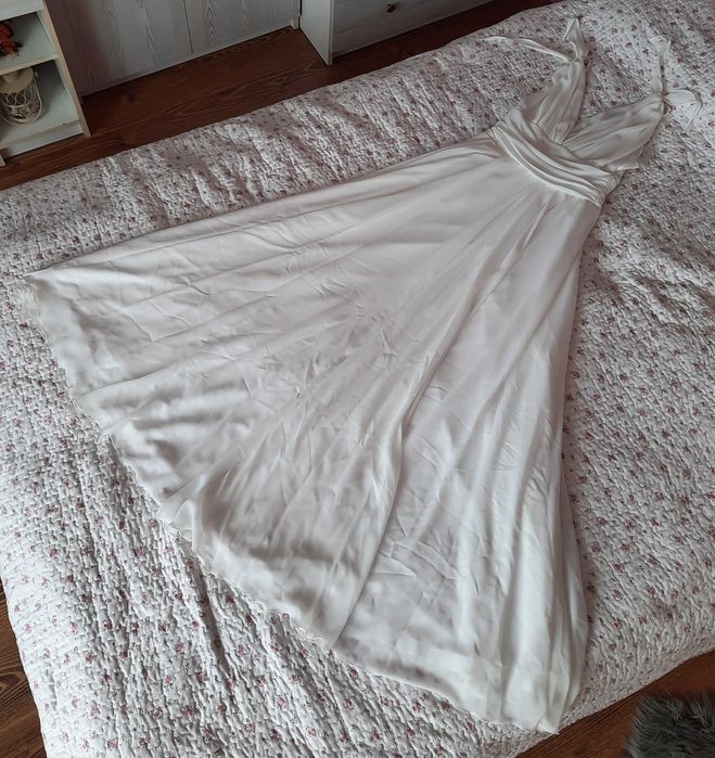 Minimalistyczna śmietankowa sukienka ślubna Maggio Ramatti rozm. 36