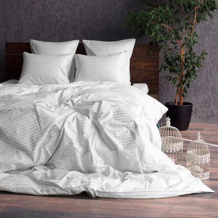 Постілтна білизна білий страйп сатин , індивідуальний пошив