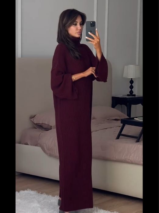 Тепла сукня оверсайз максі ангора рубчик