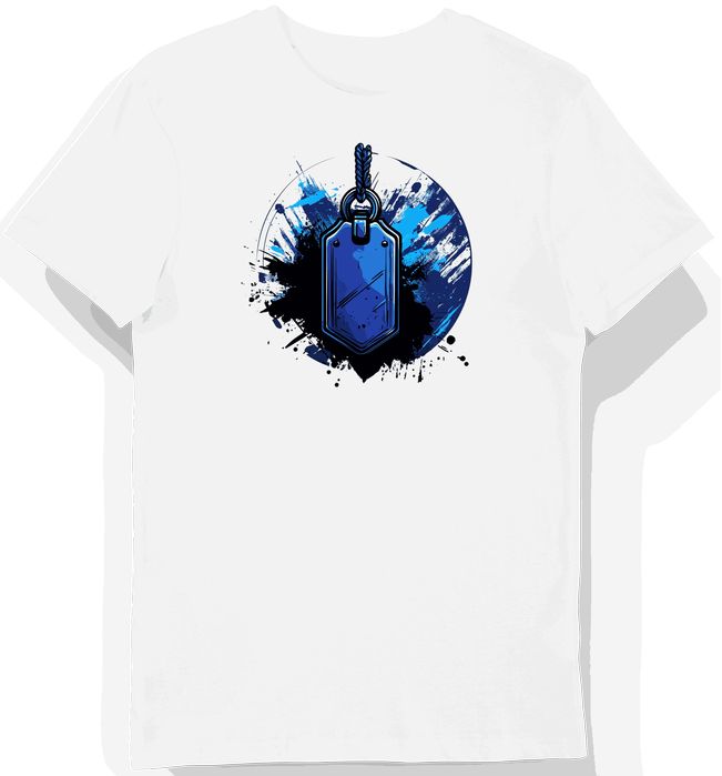 Koszulka męska biała z motywem niebieskiego identyfikatora XL