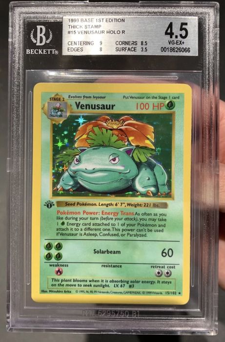 Carta pokemon venasaur base set 1st edition shadowless