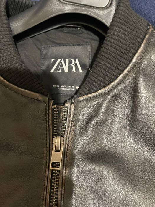 Кожаная куртка бомбер Zara XL