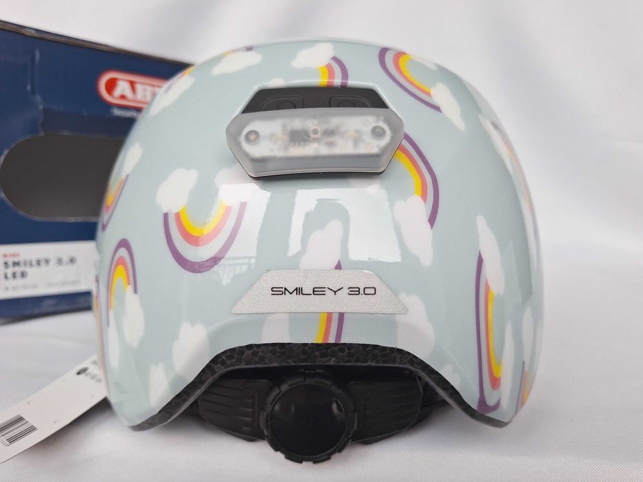 Kask rowerowy dziecięcy Abus Smiley 3.0 LED Blue Rainbow S 45-50cm