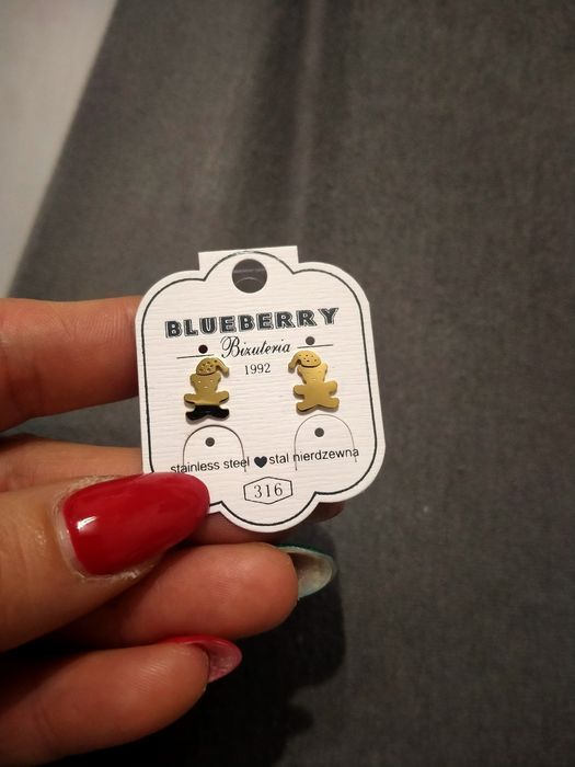 Sprzedam kolczyki wkrętki Blueberry 316 Misie