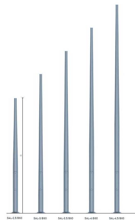 Słup Aluminiowy wys 4 mB/60 anodowany grafitowy na stanie