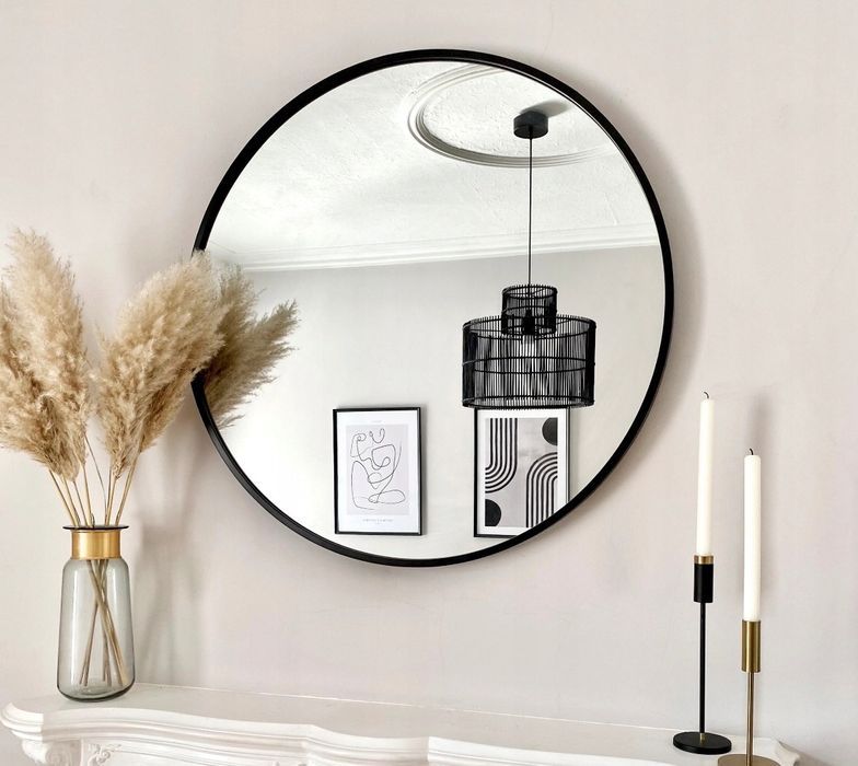 Lustro Łazienkowe Ścienne Okrągłe 60x60 Nowoczesne Loft Industrialne