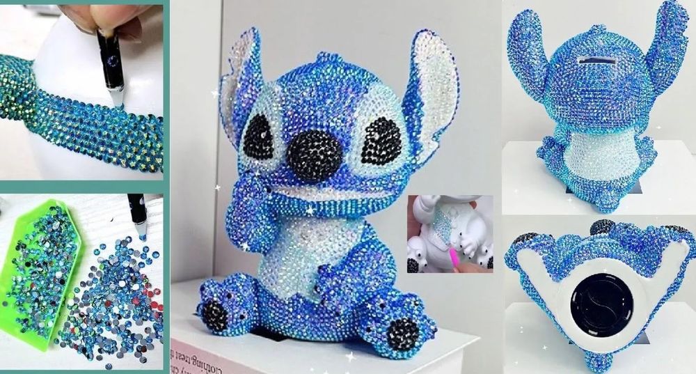 Дитячий набір для творчості DIY "Фігурна скарбничка Стіч" 3 види