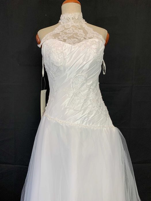 Nowa suknia ślubna z metką księżniczka tiulowa 38 M brokatowa halter