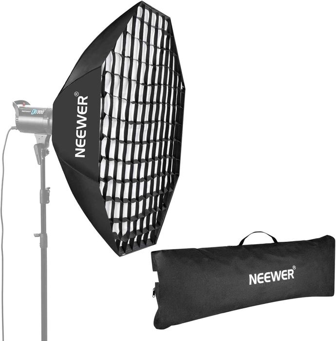 Softbox Neewer 140 cm octogonal com grelha e difusor, montagem bowens