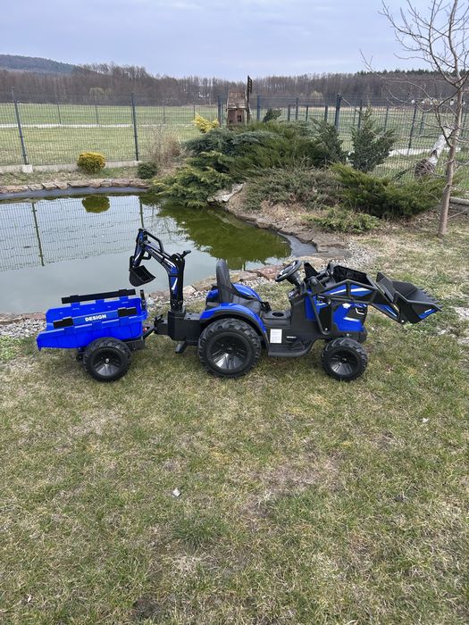 TRAKTOR na Akumulator Dla Dzieci 2X200W 24V Przyczepa Spychacz Koparka