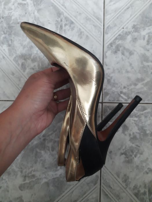 ZARA Woman piękne szpilki złoto czarne 36.5 37