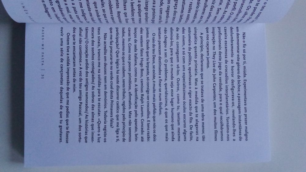 Livro "Fazes-me Falta" de Inês Pedrosa