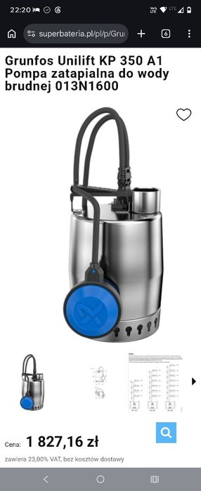 Pompa zanurzeniowa Grunfos Unilift KP 350 A1