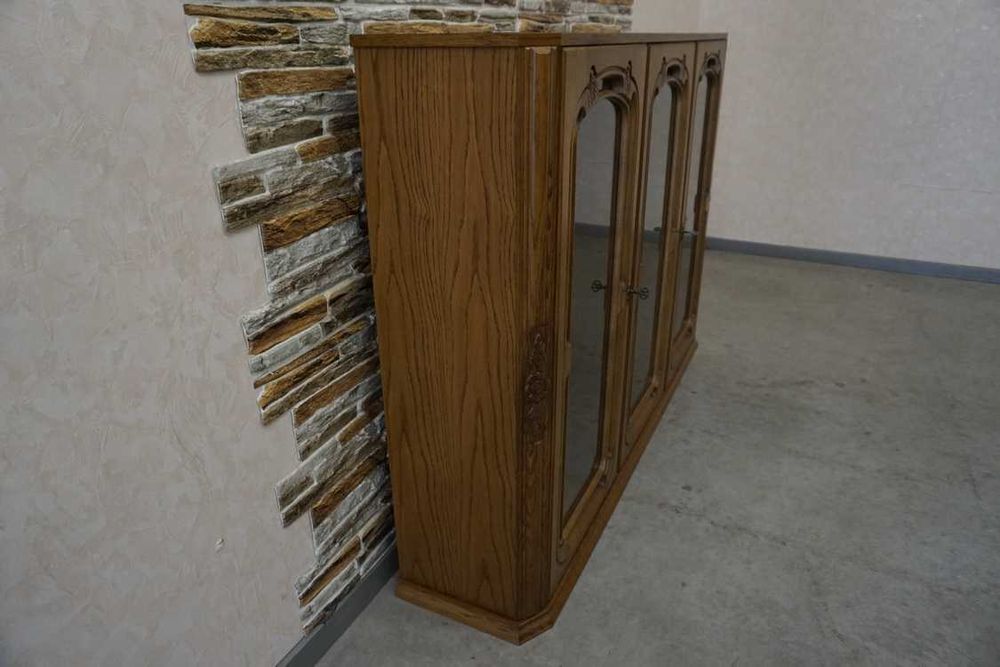 Witryna Dębowa Stojąca / Wisząca Barek Gablota szer. 155 cm (p-1374)