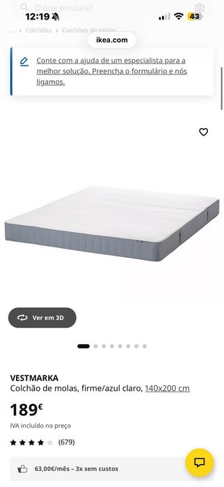 Colchão ikea 140x200