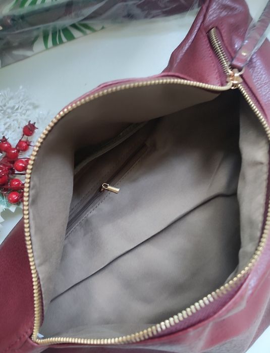 Torebka duża torba nerka XXL eko-skóra bordowa burgundowa RED