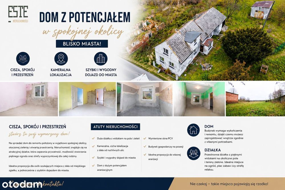 Dom z potencjałem na dużej działce – cisza, spokój i bliskość miasta