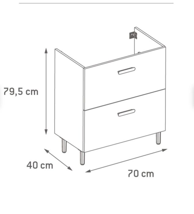 Szafka pod umywalkę, biała 70 cm