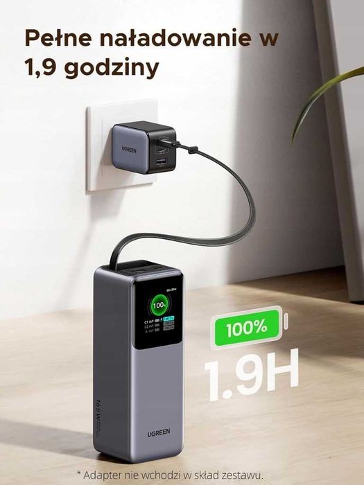 UGREEN Nexode Pro Powerbank 20000mAh 165W z 65cm wbudowanym kablem USB-C, USZKODZONY