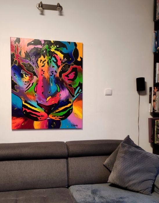 Obraz TYGRYS  80 x 100 cm. Obraz ręcznie malowany na płótnie.