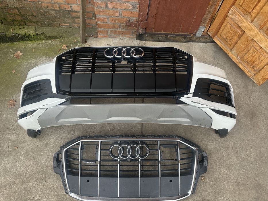 Бампер, решітка Audi Q7 рестаіл L041 чорний і білий