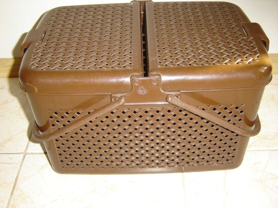 Kosz koszyk piknikowy zakupowy rattanowy prostokątny