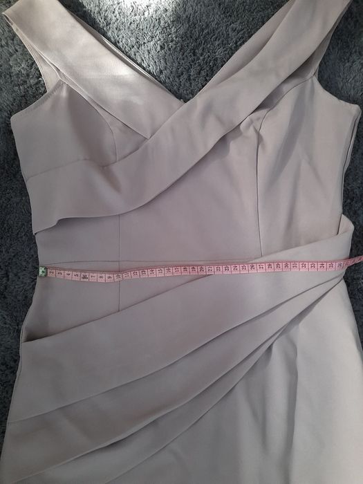 Sukienka elegancka chrzciny wesele M 38 pudrowy róż