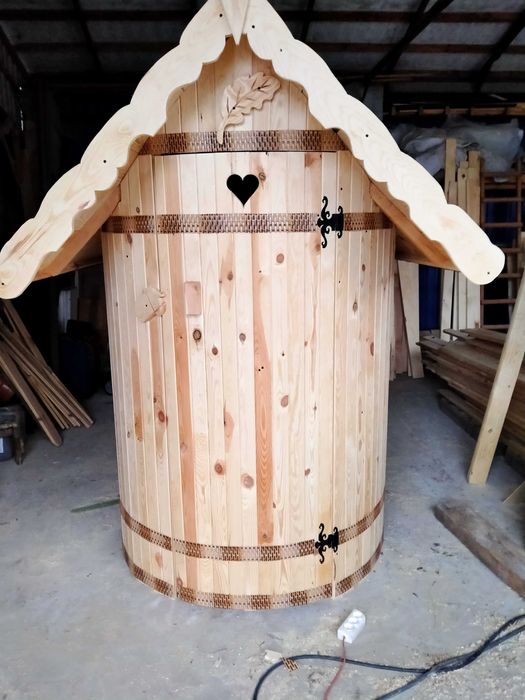 Toaleta drewniana ogrodowa separacyjna WC ROD budowę wychodek sławojka