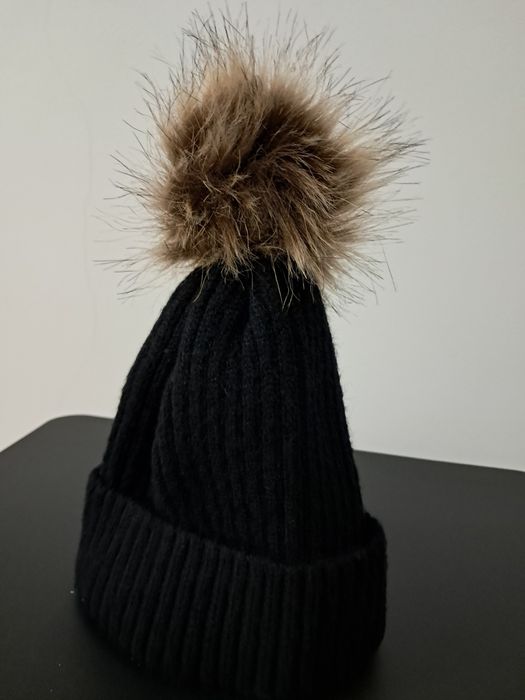 Długi bezrękawnik bordo+czapka i komin