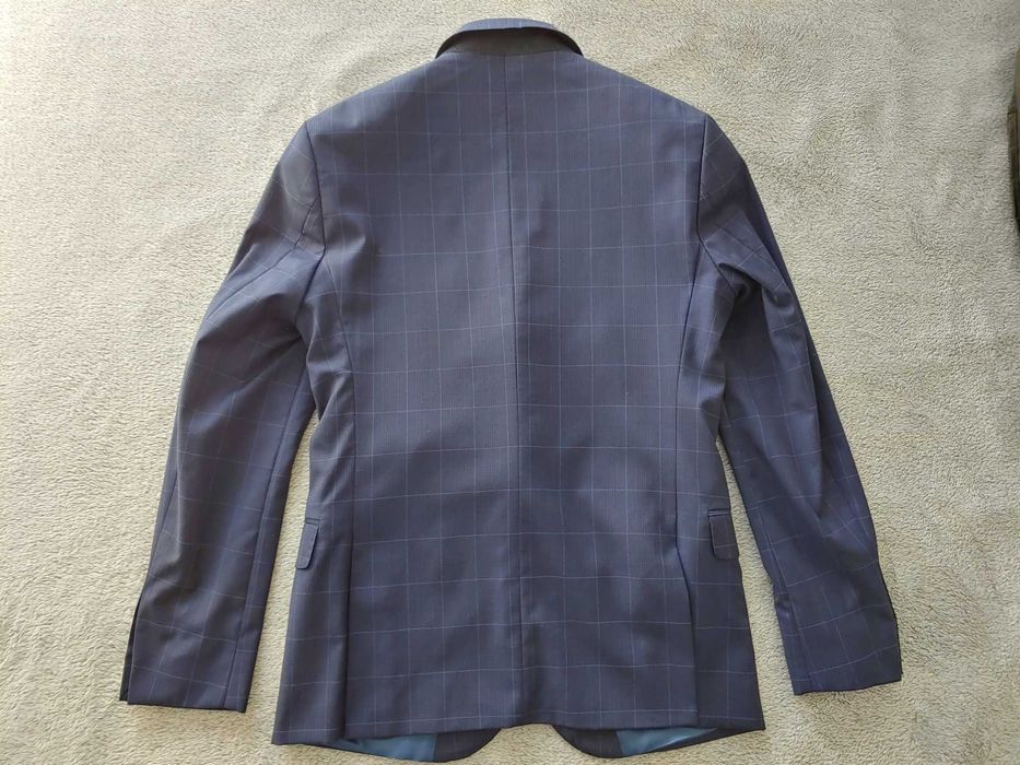 Garnitur męski granatowy w kratę Bytom