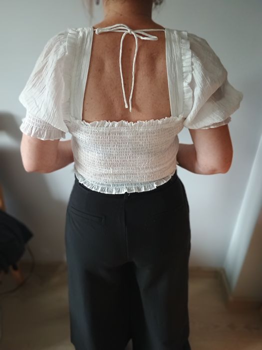 Biała bluzka top hiszpanka H&M rozm. M