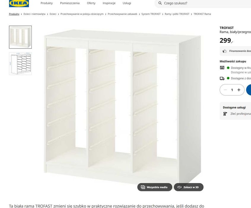 Regał TROFAST ikea + pojemniki i półki