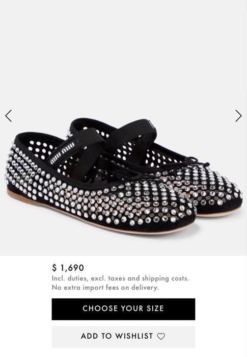 Новые черные балетки в стразы в стиле Miu Miu