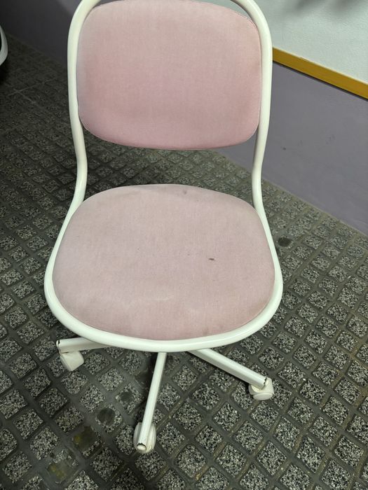 Cadeira p/secretária criança, branco/rosa