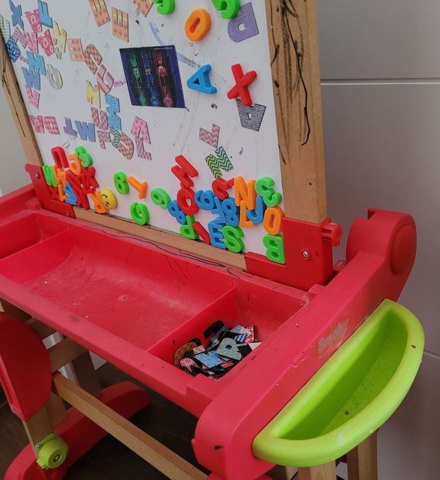 Smoby Drewniana DWUSTRONNA TABLICA STOLIK ławka magnetyczna kredowa