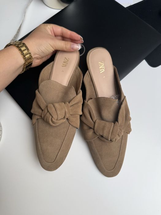 Klapki damskie beżowe Zara 39