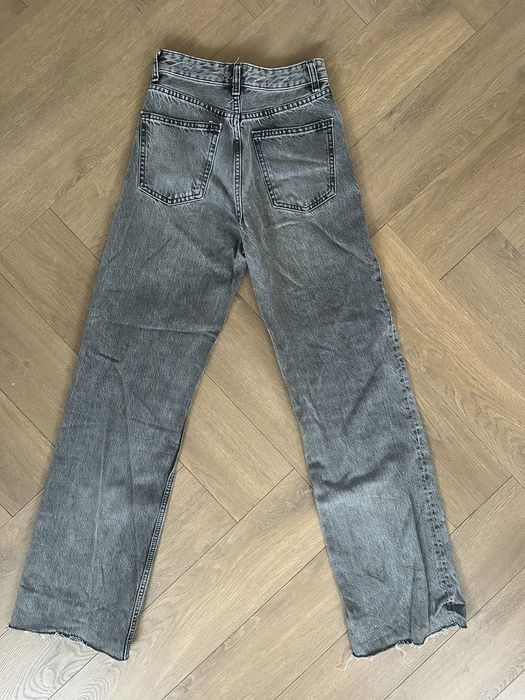 Spodnie jeans jeansowe wysoki stan dzwony szerokie nogawki