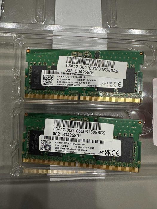 Оперативная память Micron 16GB 2x8GB SO-DIMM DDR5 4800 MHz