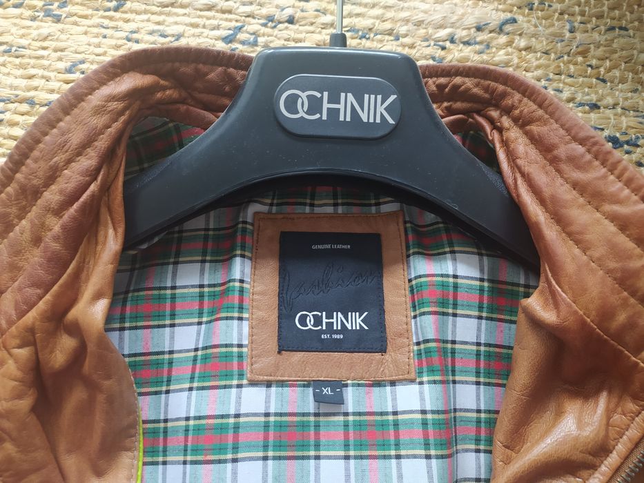 Skórzana kurtka OCHNIK brązowa / naturalna skóra / r. XL / Tuchola
