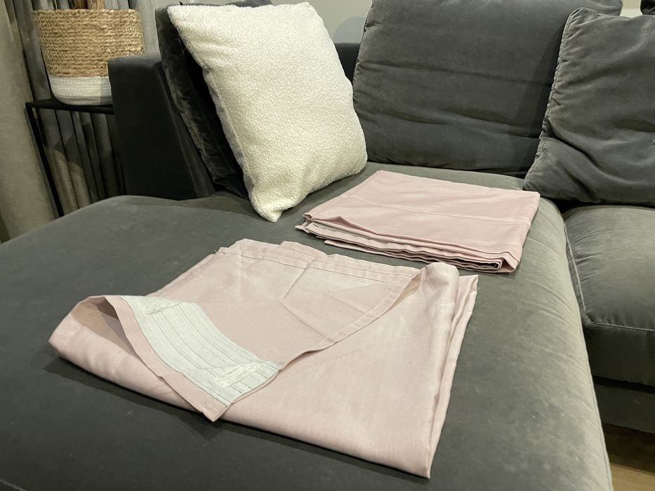 IKEA zaslony x2 bladorozowe róż blady komplet bdb Długosć 3 m